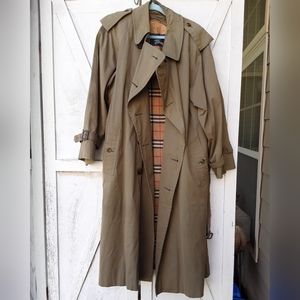 Burberry's Green and Khaki Trench Coat size XL.